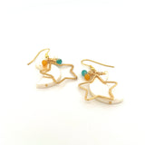 Lucero Earrings - Pantallas con Luna en Nácar, Estrella Dorada y Cristales