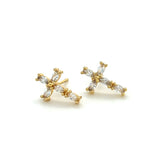 Pantallas Dormilonas en Forma de Cruz con Cristales - Cross Crystals Stud Earrings
