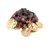 Sahara Bracelets - Pulsera Elástica con Turmalinas y Charm de Monstera