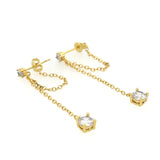Pantallas Dormilonas con Cristal y Cadena Colgante - Camelia Earrings