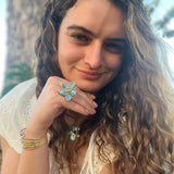 Celia Ring - Sortija Ajustable con Piedras Semi Preciosas y Cristales
