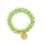Pulsera Elástica en Cristal Rondelle Verde - Sunflower Bracelet