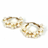 Argollas Alambradas a Mano en Forma de Flor con Perlas de Agua Dulce - Florencia Hoop Earrings