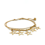 Pulsera Dorada de 2 Vueltas con Estrellas - Rockstar Bracelet