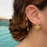 Pantalla Dormilona con Estrella de Mar y Cadena Colgante Tipo Cuff - Mares Earring