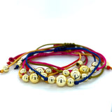 Pulsera Ajustable con Hilo Sedoso y Balines Dorados - Aruba Bracelet