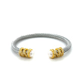 Brazalete Ajustable Trenzado con Perlas - Mr. D Pearl Cuff Bracelet