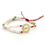 Rosario de Mano Blanco Rojo y Turquesa