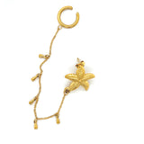 Pantalla Dormilona con Estrella de Mar y Cadena Colgante Tipo Cuff - Mares Earring