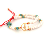 Rosario de Mano Blanco Rojo y Turquesa
