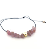 Collar Ajustable con  Quarzo Rosado o Aquamarine - Playera Necklace