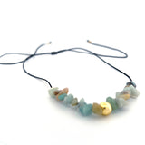 Collar Ajustable con  Quarzo Rosado o Aquamarine - Playera Necklace